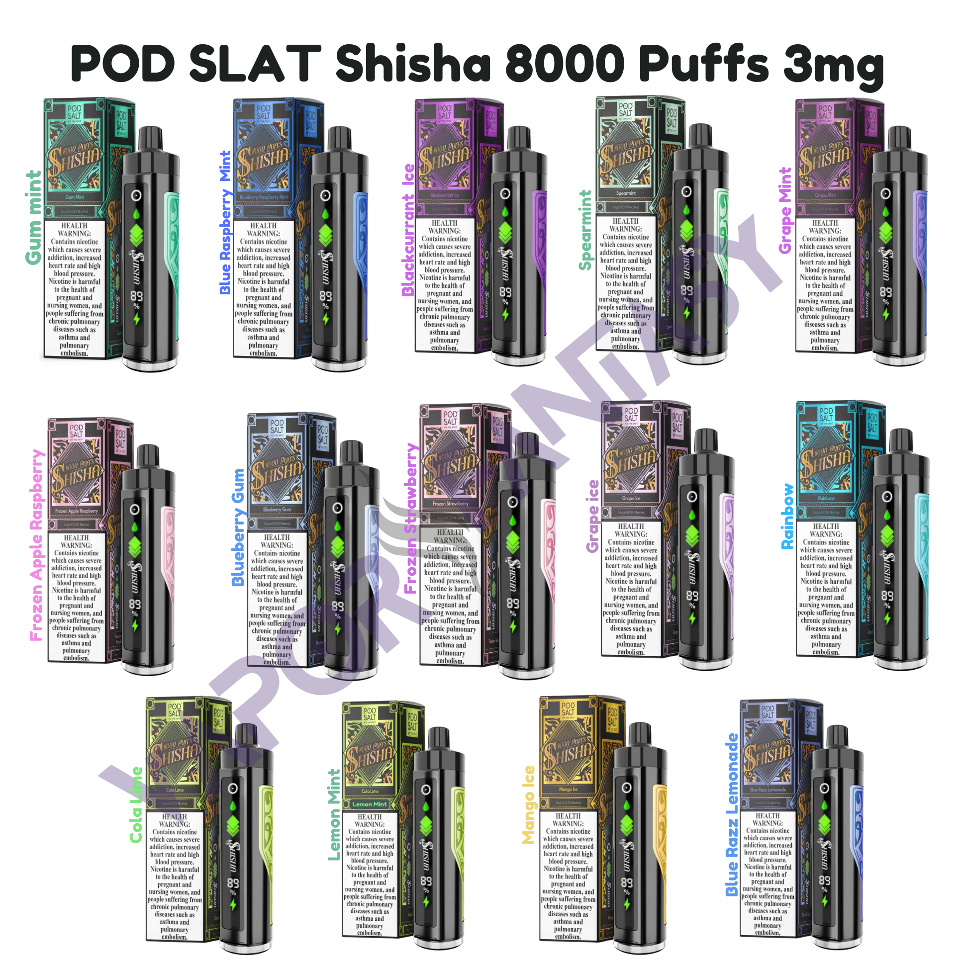 POD SLAT Shisha 8000 Puffs 3mg DTL